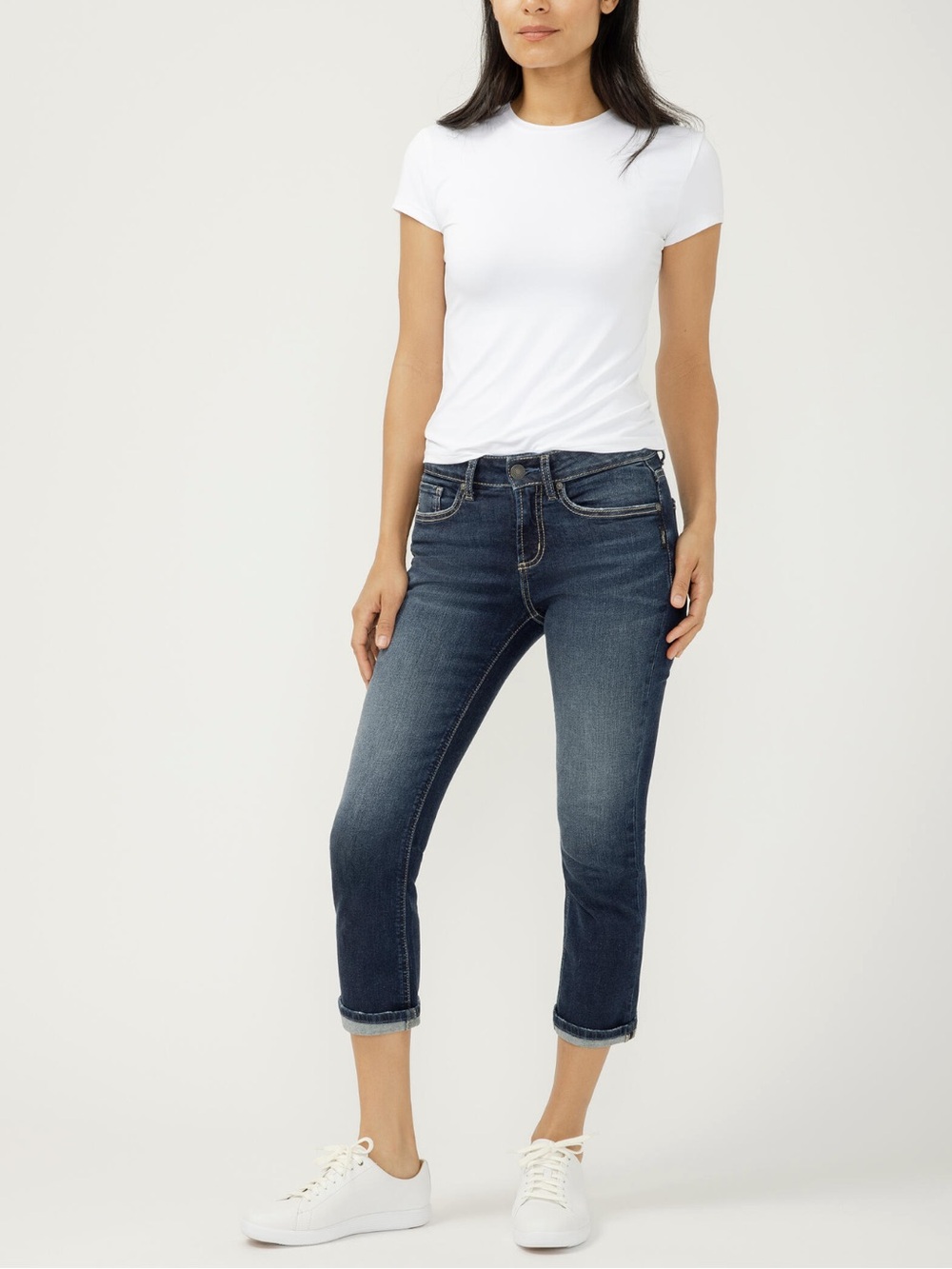 Silver Jeans Dark Blue Cropped Straight Leg capris size 29/22 1/2.